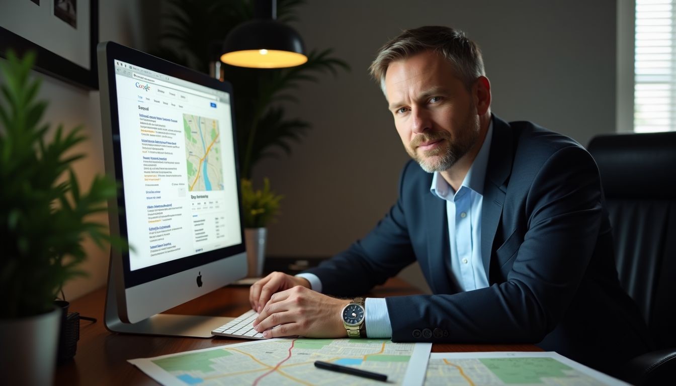 seo expert in a suite at his desk working on local seo importance folsom