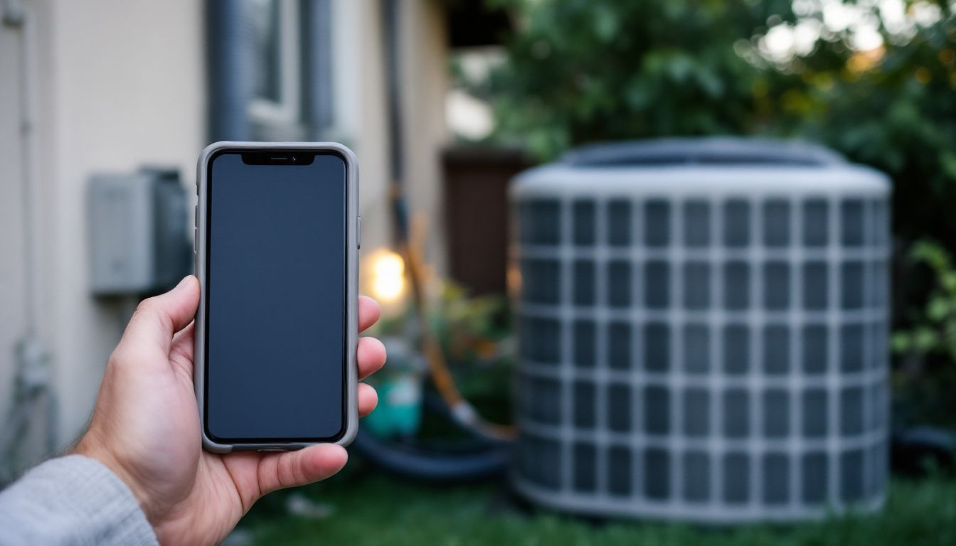owner looking at his cell phone on a job he got from PPC for HVAC Companies Folsom CA