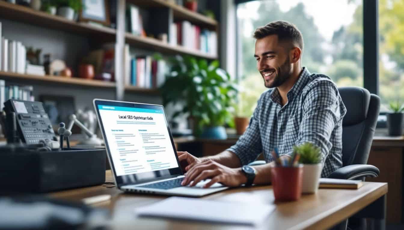a chiropractor at his desk with a laptop open working on his seo in el dorado hills, ca