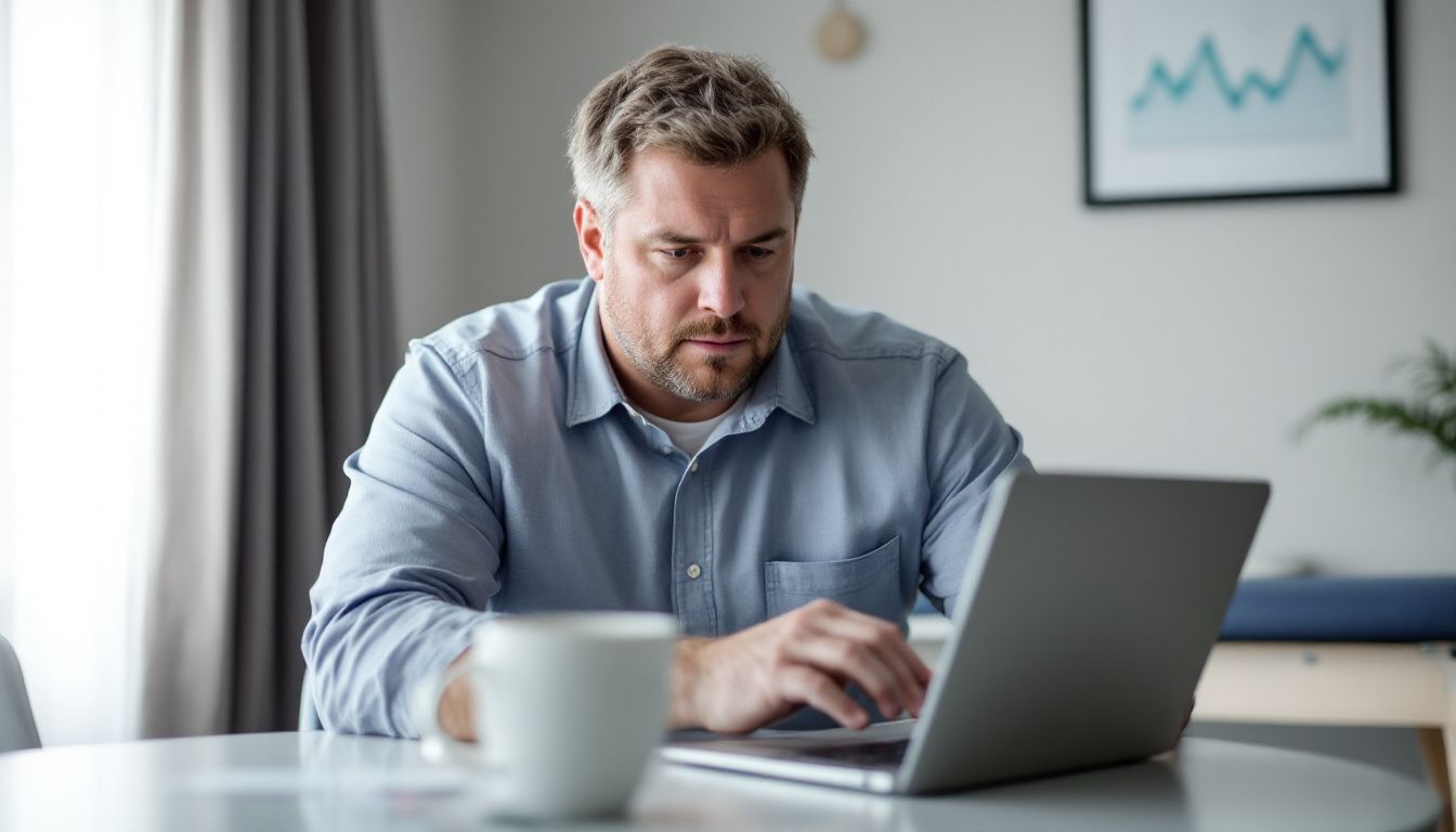 male practice owner on a computer at his desk going over his PPC for Chiropractors Granite Bay CA