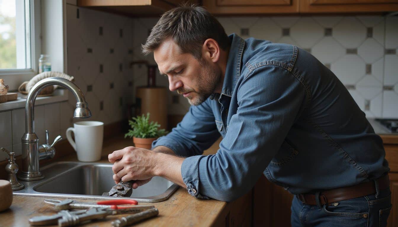 Folsom Plumber working on sink in kitchen