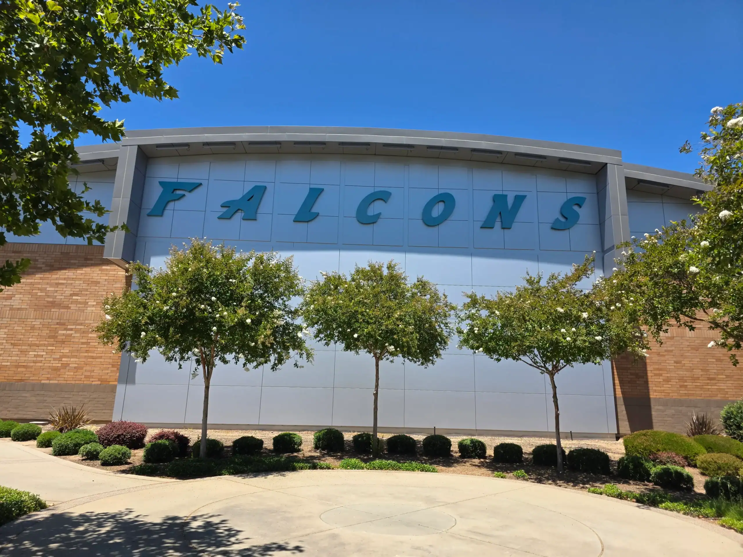 Folsom Lake College Falcons Gymnasium Front of Gymnasium for the Falcons at Folsom Lake Community College in Folsom, CA